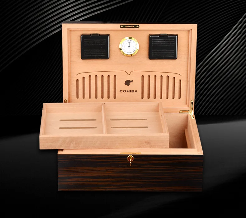 CIGARLOONG COHIBA сигарный ящик из твердой древесины увлажняющий ящик шкаф большой емкости двухслойный сигары Humidor деревянный ящик CC-0044