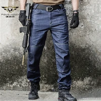 army combat denim jeans men wearable special force flexible military jeans tactical swat multi pocket cotton pants