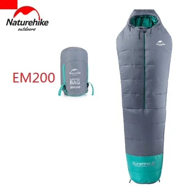 EM200 GRAY Naturehike спальный мешок для кемпинга-10~ 10 градусов Цельсия, хлопковые спальные мешки для взрослых - Цвет: EM200 GRAY