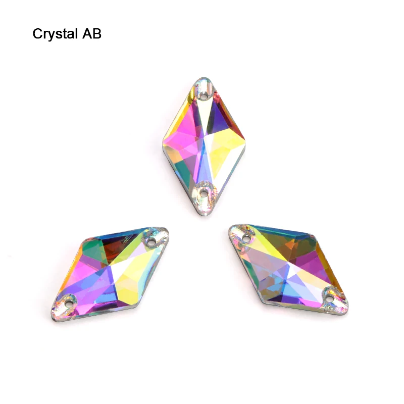crystal AB 50 шт./пакет ромб 11x19 мм шить на горный хрусталь Стекло Хрустальная с плоской стороной шитые Стразы свадебное платье цвета: прозрачный, Кристальные переливающиеся/бокал для шампанского - Цвет: crystal AB