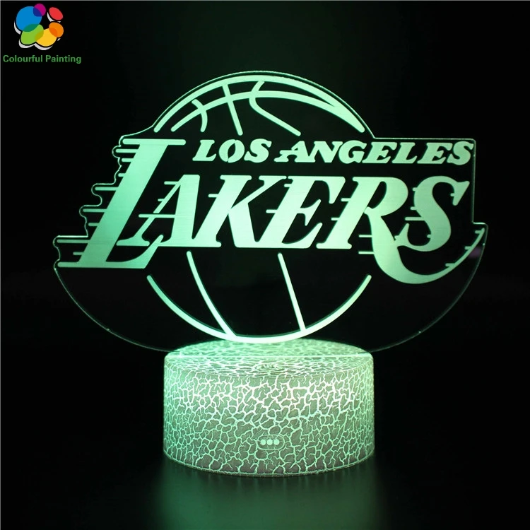Баскетбол НБА Lakers Кобе Джеймс Харден Спорт 3D светодиодный трещины база ночник 7