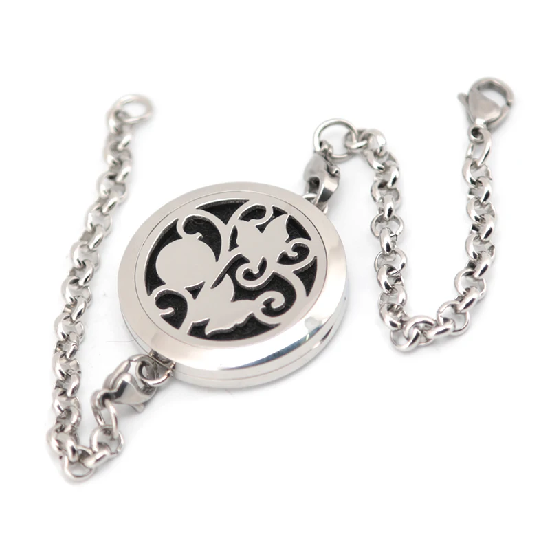

Butterfly and Flower Aromatherapy Essential Oils Stainless Steel Perfume Diffuser Locket bracelet(length8.6