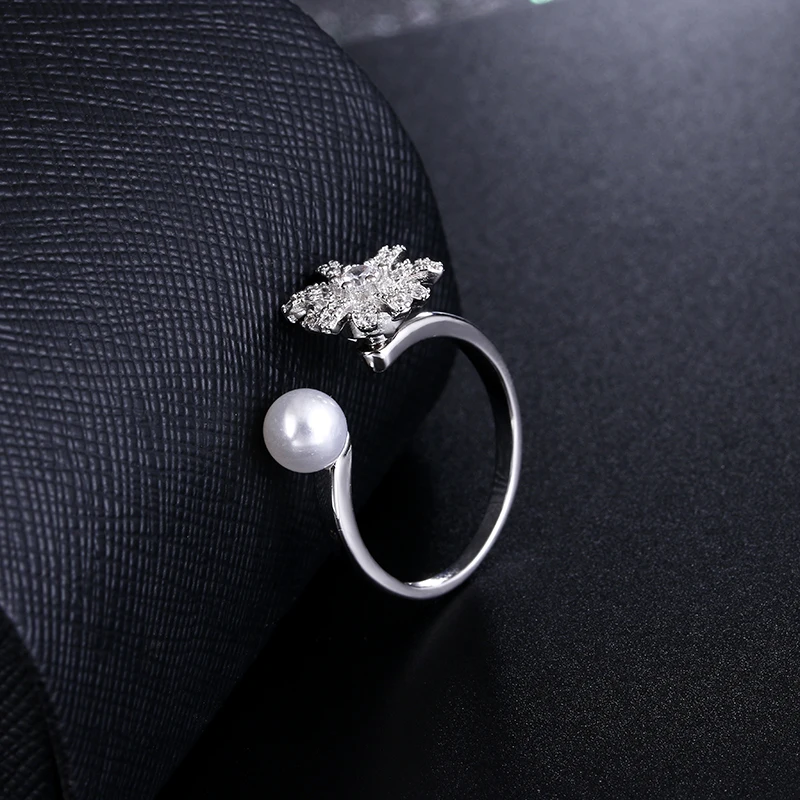 100% Стерлинговое Серебро 925 пробы модное вращающееся жемчужное кольцо с