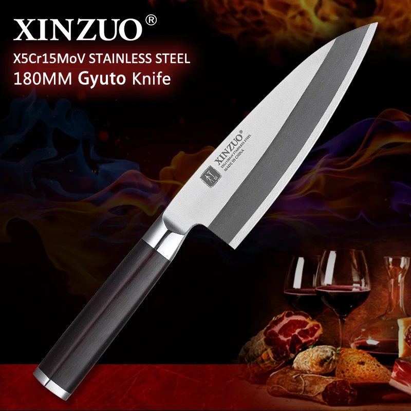 XINZUO 180 мм Gyuto нож X5Cr15MoV из нержавеющей стали в японском стиле Deba Филейный нож с рыбьей головкой кухонные ножи с черной ручкой