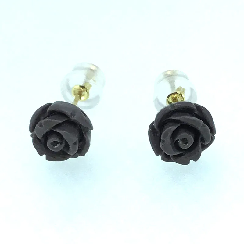 ANI 18 K желтое золото (AU750) женские серьги-гвоздики натуральный цвет коралловые