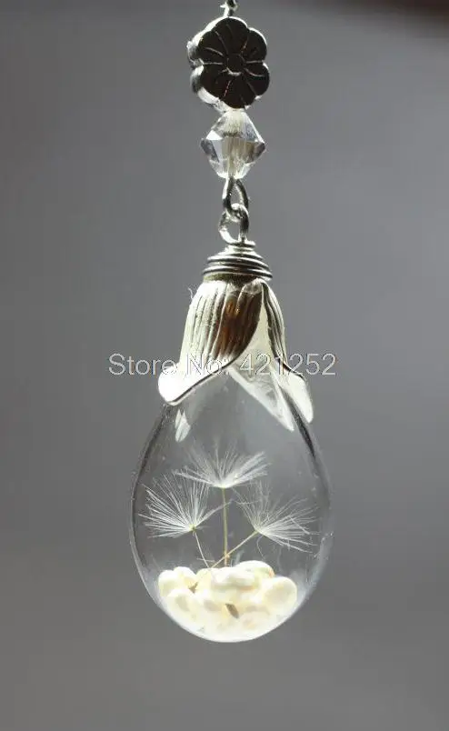 10 шт. искусственное ожерелье с цветком Одуванчик серебряной стеклянной бутылкой
