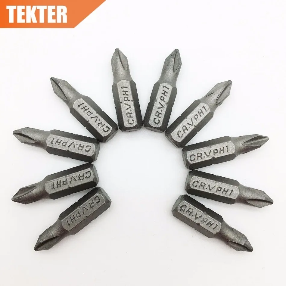 TEKTER 10 шт. хром ванадиевая Cr v сталь #1 пиллипс отвертка Биты 25 мм шестигранный