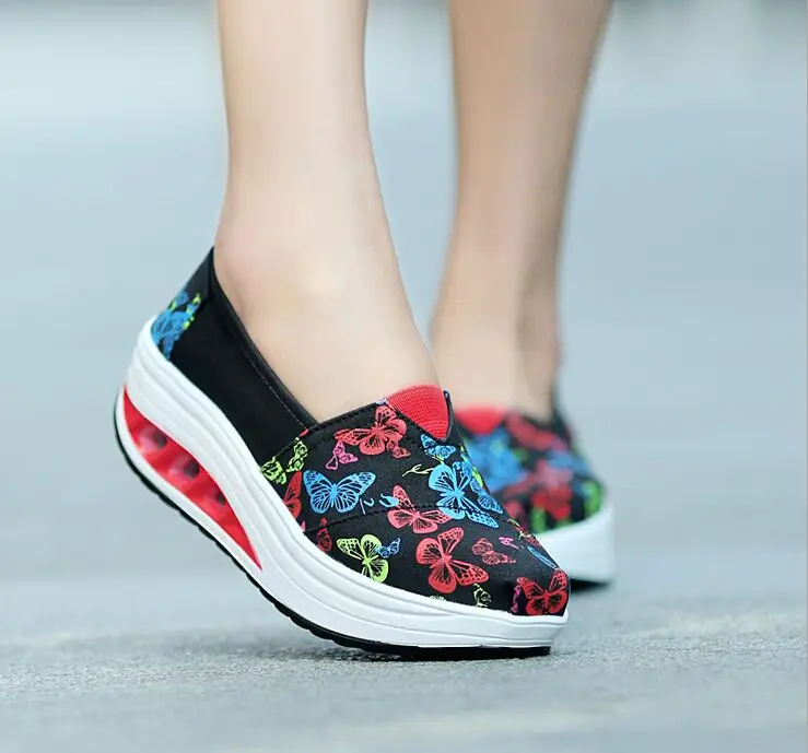 Повседневные Дышащие парусиновые туфли на танкетке; Chaussure Femme; женская обувь на платформе; женские кроссовки; zapatos mujer