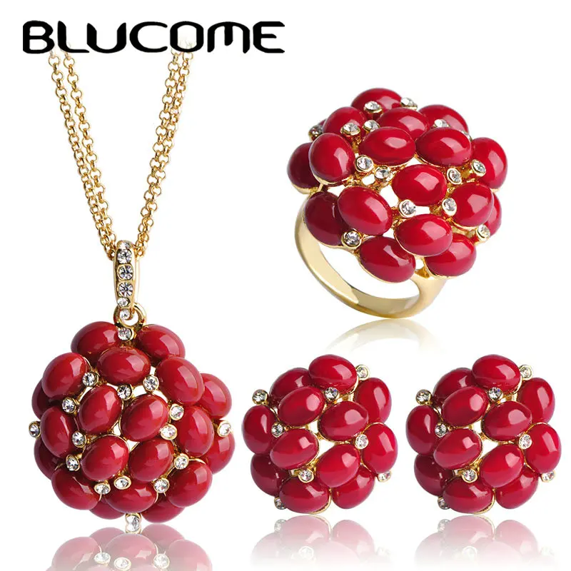 Blucome Роскошные Ювелирные наборы большие длинные Подвески ожерелье Max Brincos