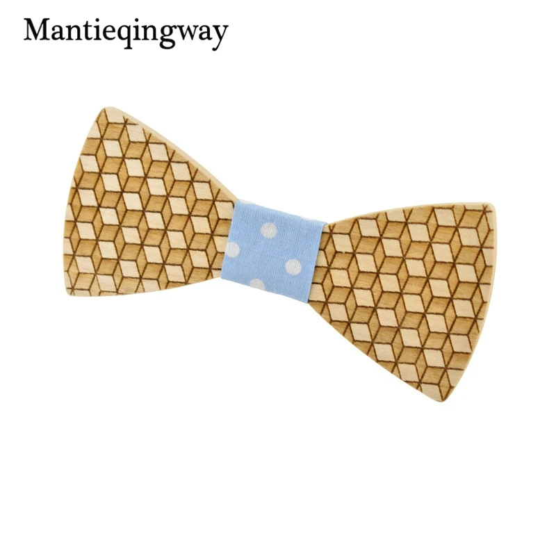 Mantieqingway Мода древесины Полосатый плед галстук бабочка в горошек для Для мужчин