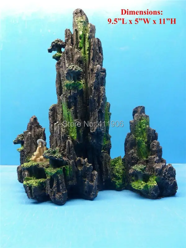 Аквариумное украшение из смолы L24CM * W14CM 28CM для горного дерева рыбака аквариума