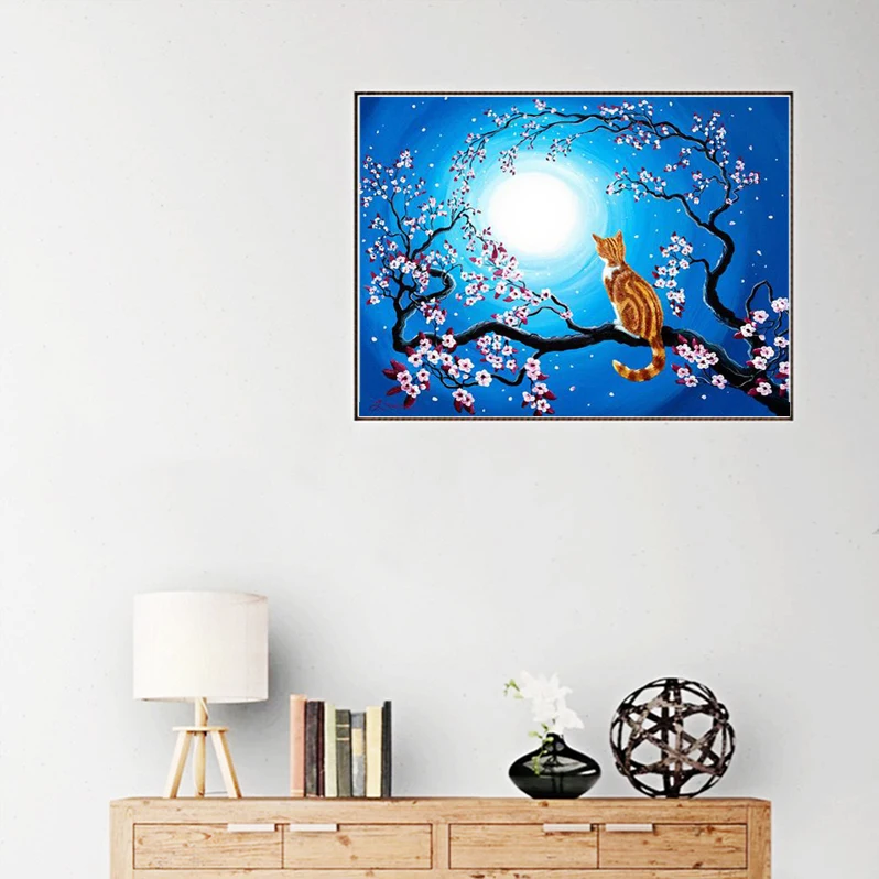DIY Diamond Art Painting Cat Full Drill Round Embroidery Picture Rhinestone Mosaic Cartoon Home Decor | Дом и сад