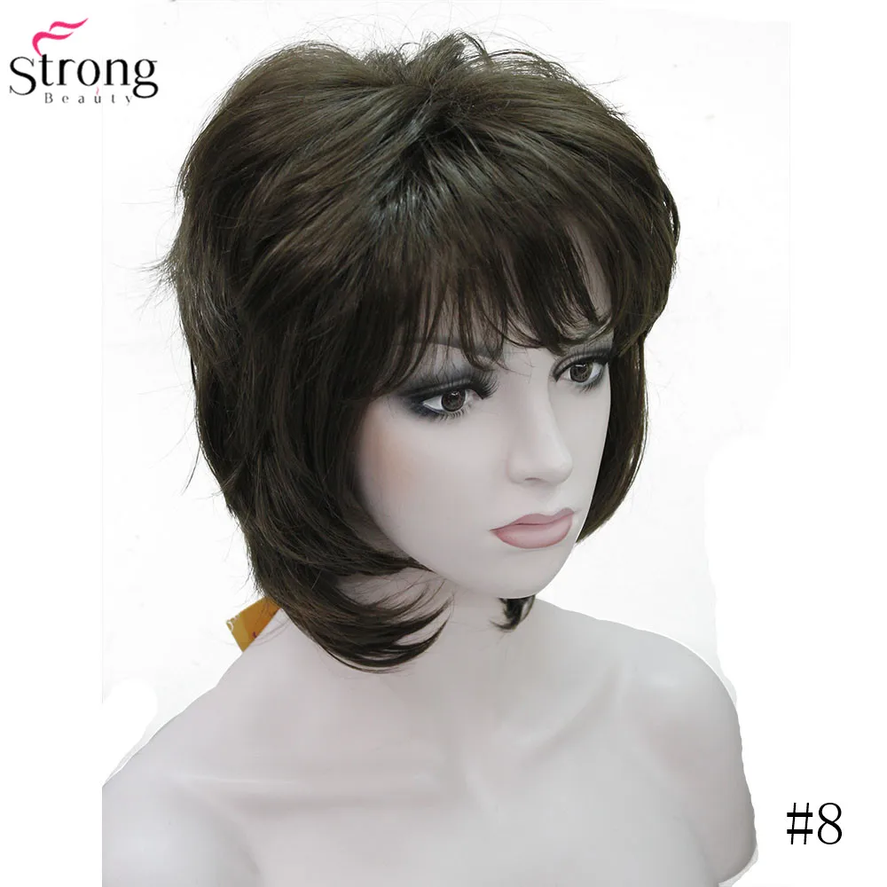 StrongBeauty, Женский синтетический парик, короткие волосы, Рыжий/блонд, натуральные парики, монолитные слоистые прически