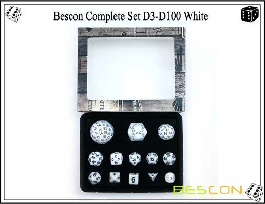 Bescon полный многогранный набор игральных костей 13 шт. D3-D100, 100 сторон набор игральных костей непрозрачный белый