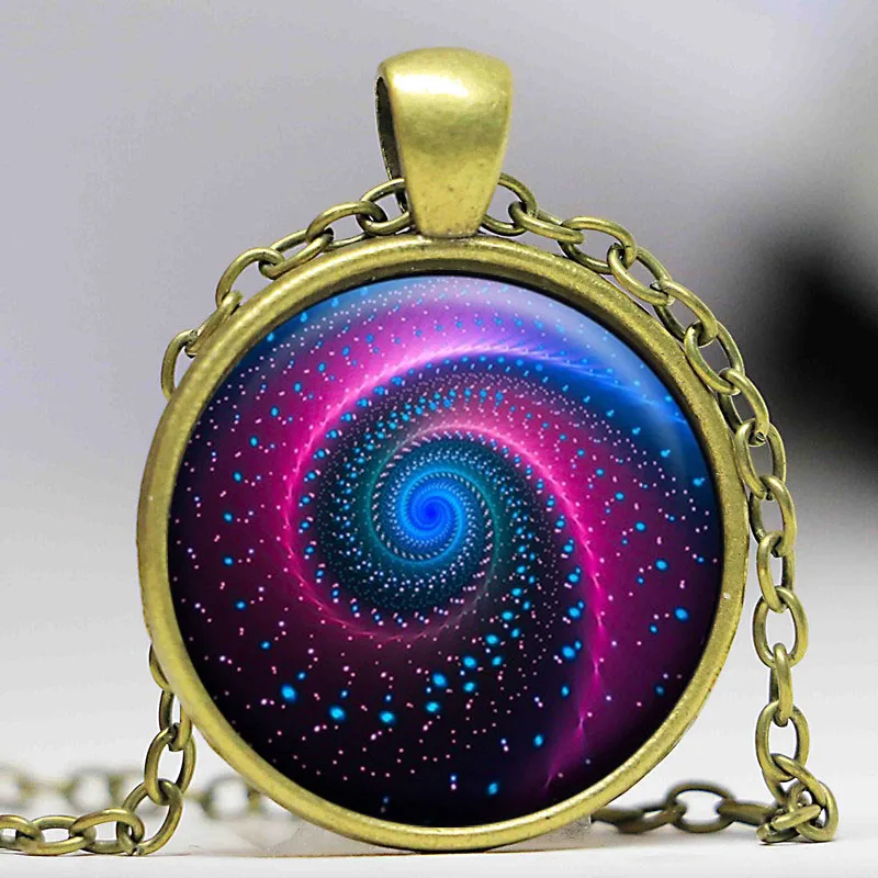 Ожерелье с подвеской из стекла галактики Туманность космический кабошон