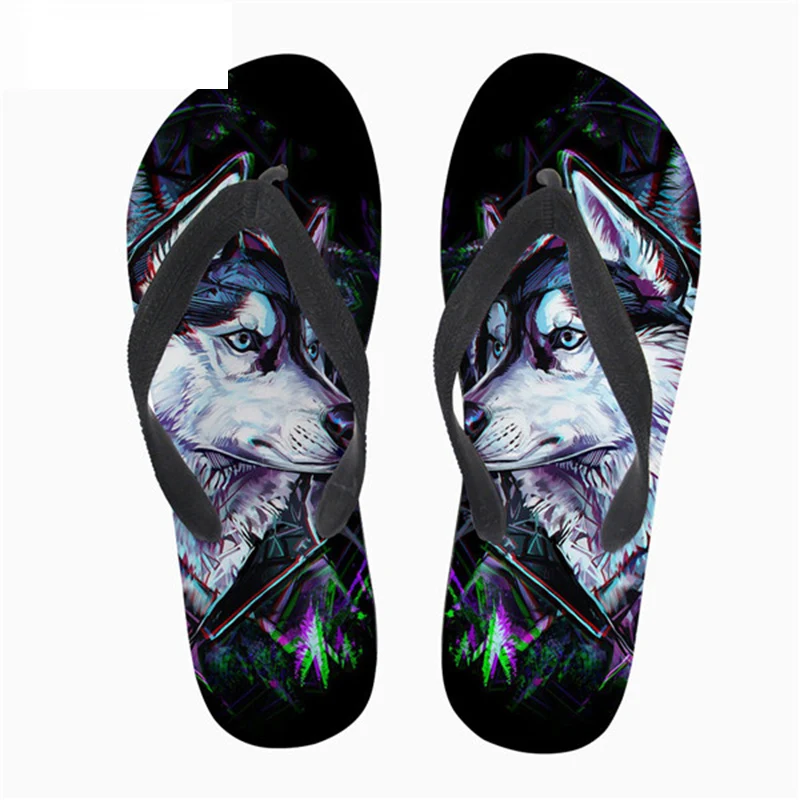 Настроенный, прохладный 3D Акула сланцы мужские летние резиновые Flipflop Нескользящая мужская пляжная обувь Модные животные сандалии с принтом - Цвет: H1895AB