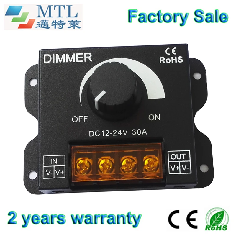 LED dimmer controller 12-24V / 30A, Iron shell, 10 pcs/lot, manual switch, for single color LED strip, Factory Wholesale