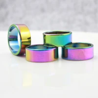 fashion jewelry grade aaa quality rainbow 10mm width flat hematite ring 50 pieces mixed sizeshr1006 1