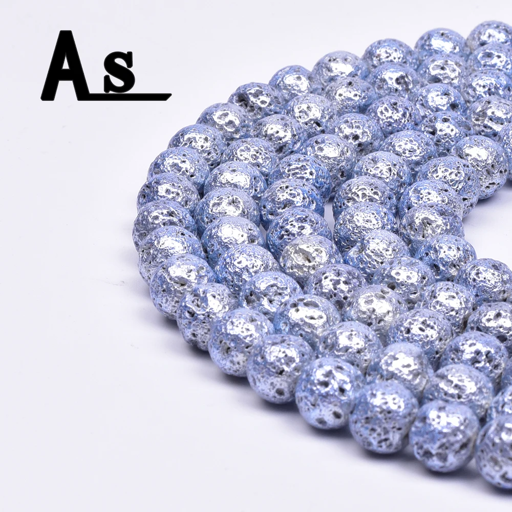 Серые бусины из лавы Asingeloo металлические натуральные для изготовления ювелирных