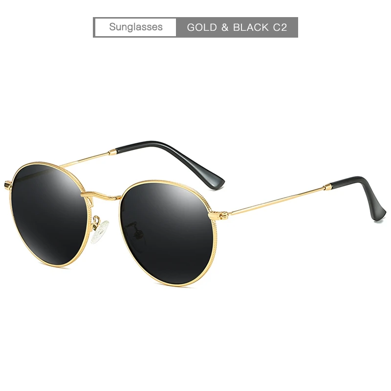 gold-black Новинка, круглые солнцезащитные очки с покрытием, Ретро стиль, для мужчин, wo, фирменный дизайн, солнцезащитные очки, Ретро стиль, зеркальные очки - Цвет линз: gold-black