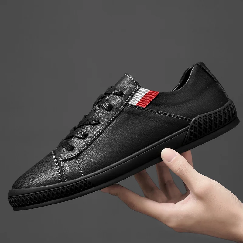 Black Обувь мужские кроссовки удобные мужские туфли на плоской подошве Zapatos De Hombre на шнуровке Дышащие Модные кроссовки мужская обувь для скейтбординга черный и белый цвета - Color: Black