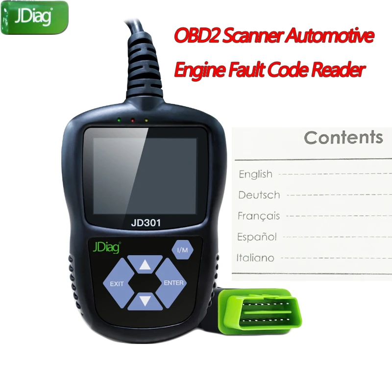 2019 Профессиональный obd2 кабели испытательный кабель JDiag зеленый JD301 OBD2 сканер