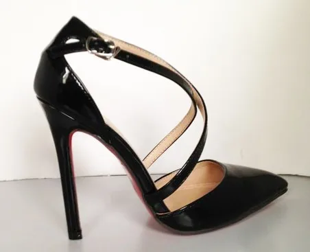 New 2014 brand fashion sexy spring womens shoes stiletto Pointed toe Red bottom sole high heels women pumps Lace up Ankle wrap | Обувь