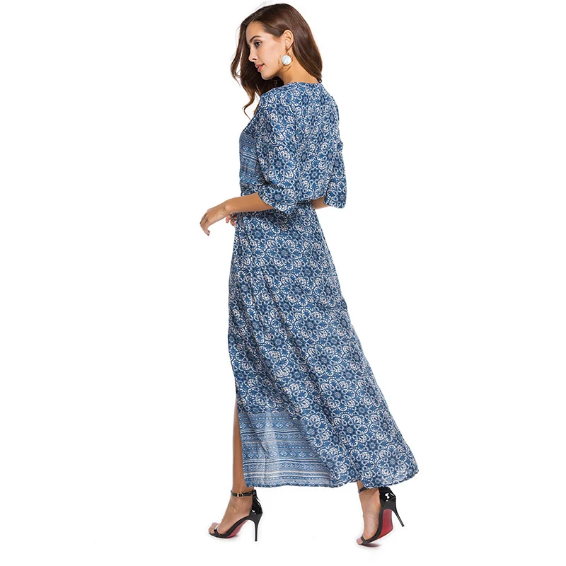 2018 новые летние Платье с цветочным узором Для женщин V Средства ухода за кожей Шеи