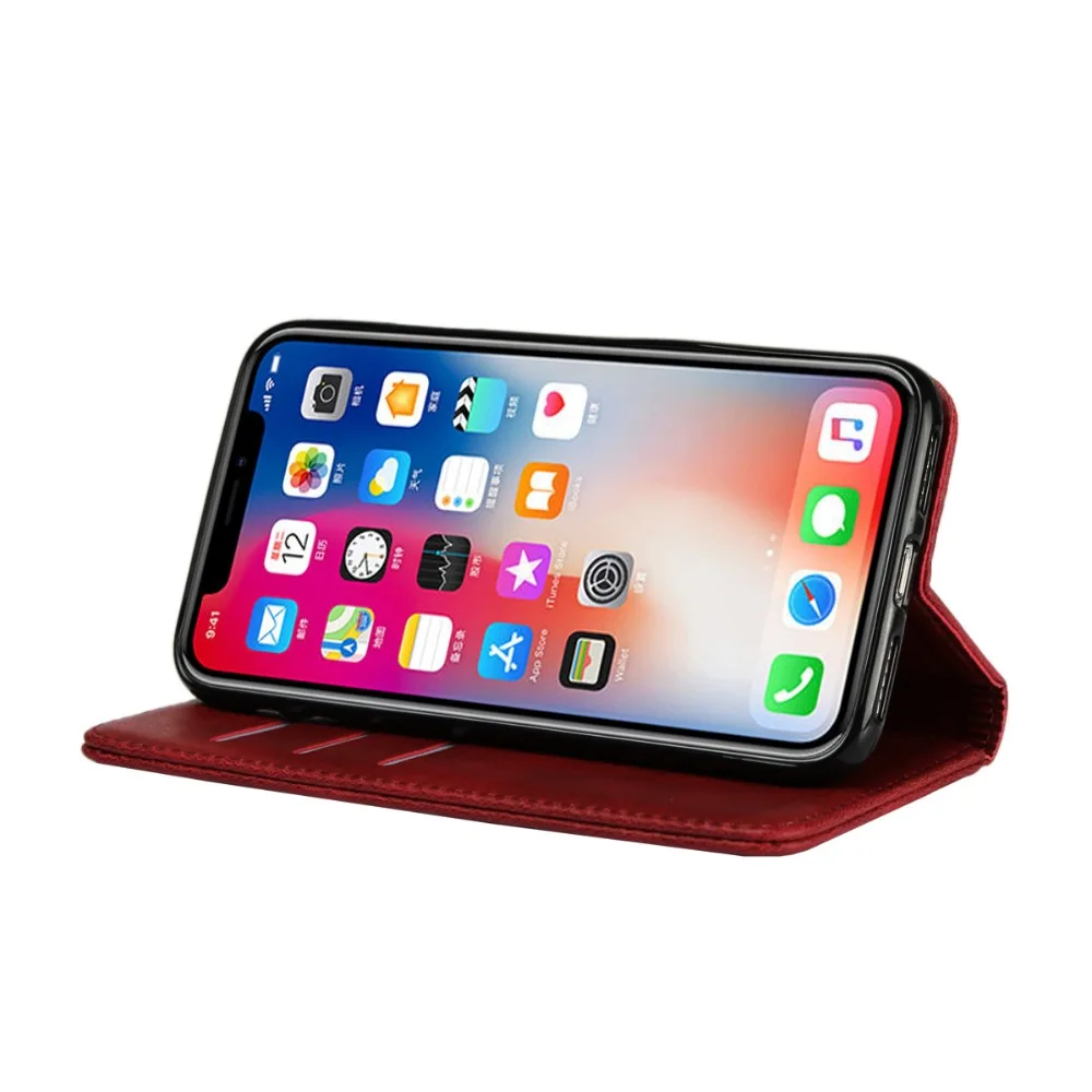 LUCKBUY для Apple iPhone X XR XS Max роскошный телячья кожа Сильный магнитный кошелек чехол
