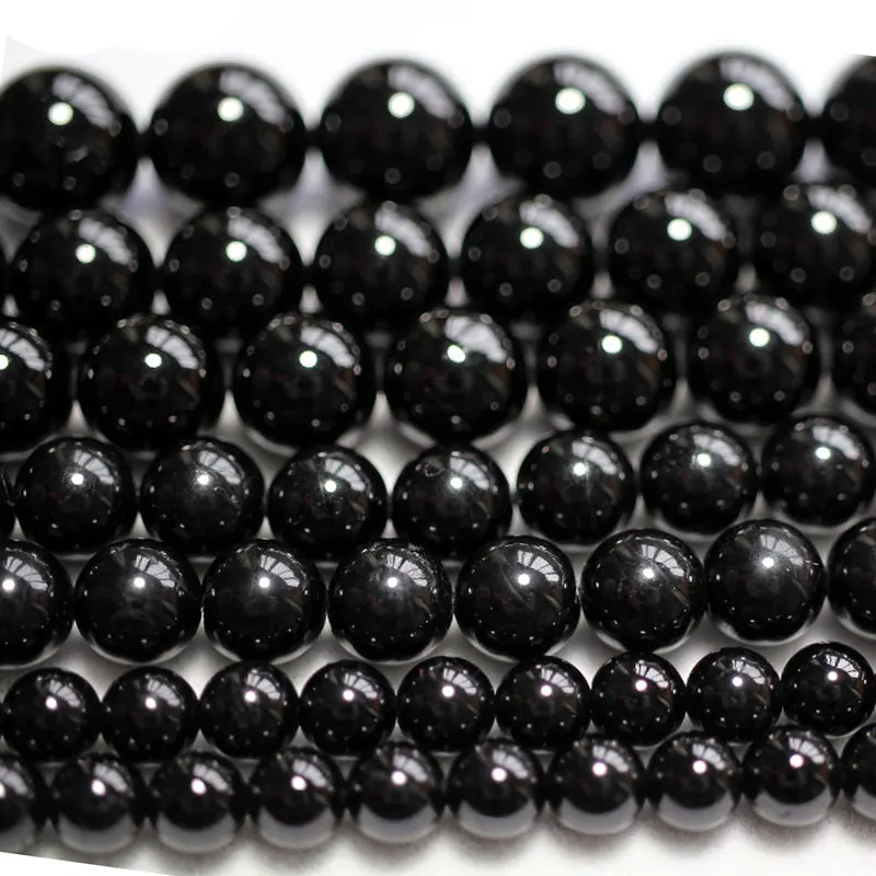 4-12mm Round Black Tourmaline Beads Natural Stone For Jewelry Making beads Necklace 15'' DIY Bracelets Trinket | Украшения и