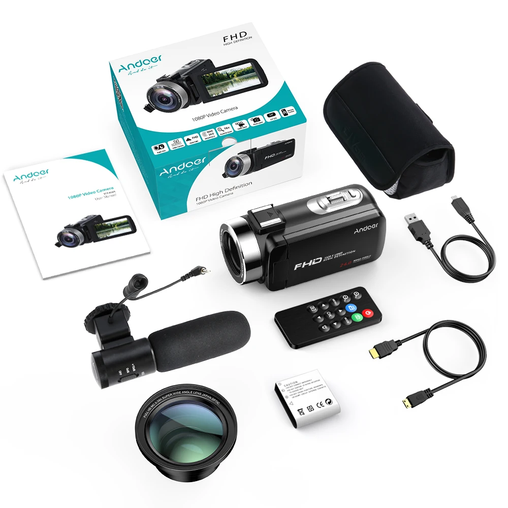 Andoer FHD 1080P Портативная инфракрасная камера с ночным видением вращающаяся на 3 0