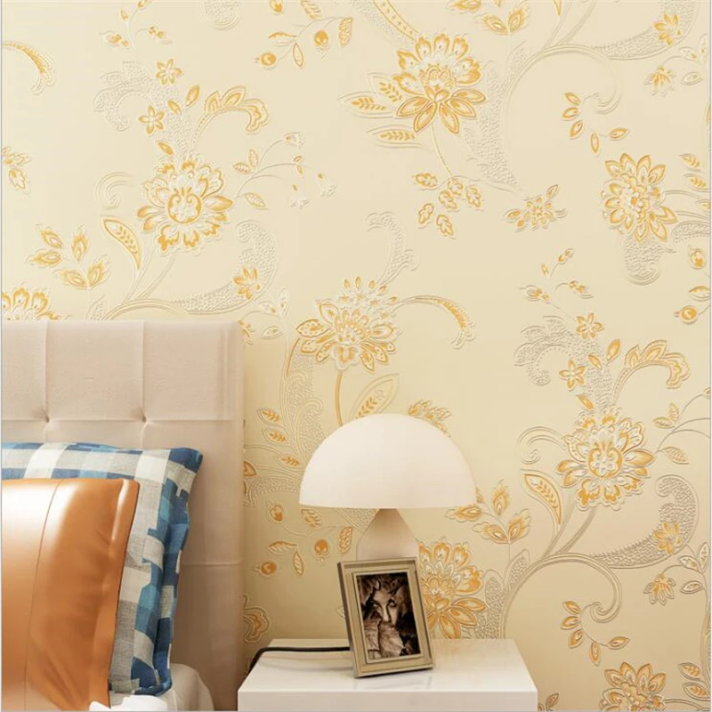 

beibehang European-style garden non-woven wallpaper embossed warm embossed purple 3D wallpaper background wall wall paper