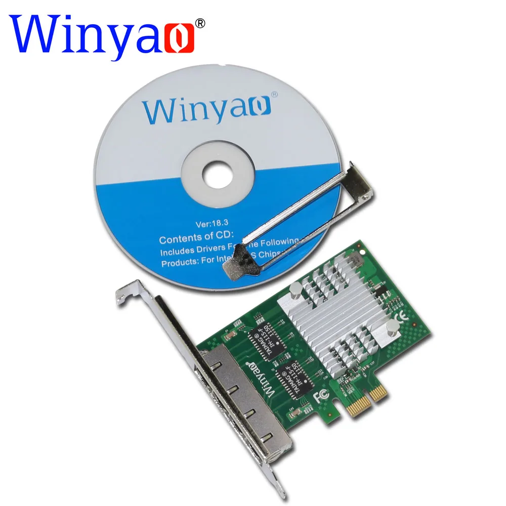 Winyao E350T4 PCI-E X1 Quad Порты и разъёмы 10/100/1000 Мбит/с Gigabit Ethernet сетевой карты серверный адаптер LAN I350-T4 NIC