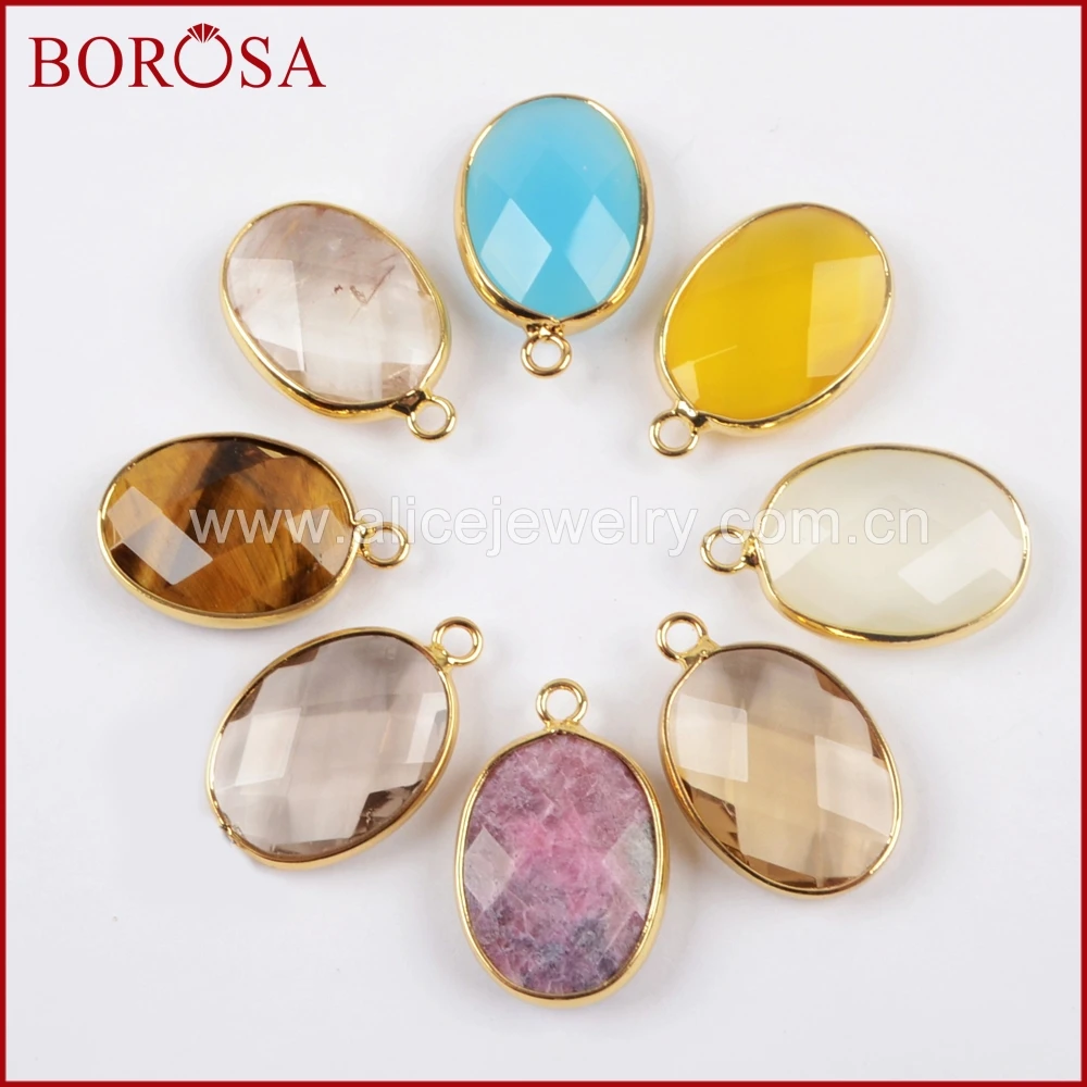 BOROSA Оптовая Элегантный золото Цвет Овальный нескольких Вид камни граненый