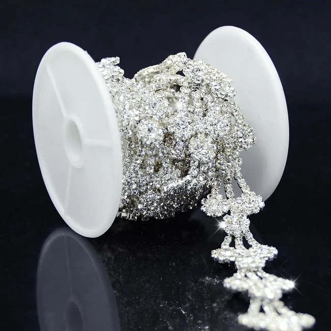 1 ярд Свадебный прозрачный горный хрусталь аппликационный костюм цепочка