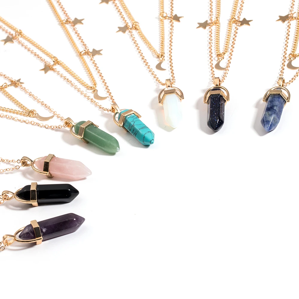 Женское Ожерелье-чокер FAMSHIN модное колье с большим камнем подвеской в виде Луны и