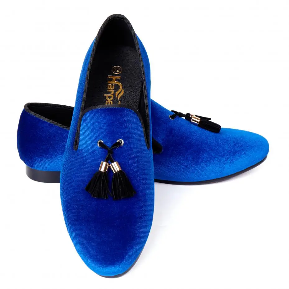 Harpelunde Mens Shoes Casual Blue Velvet Loafers Tassel Flats Free Shipping Size 6-14 | Обувь