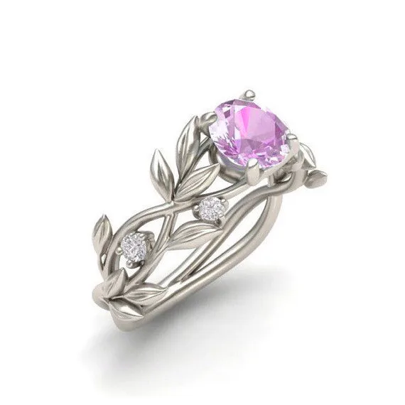 2019 Hot Women Silver Color Wedding Engagement Ring Leaf Design Luxury Cubic Zirconia Promise Jewelry Gift Bijoux Anillos | Украшения и