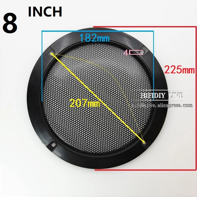 Hifidiy в прямом эфире 5 6. 8 10 дюймов Динамик чистой крышкой высокого качества автомобиля дома Сетчатое покрытие Динамик s Пластик, металлическая оправа, очки из железной проволоки решетки - Цвет: 8 INCH
