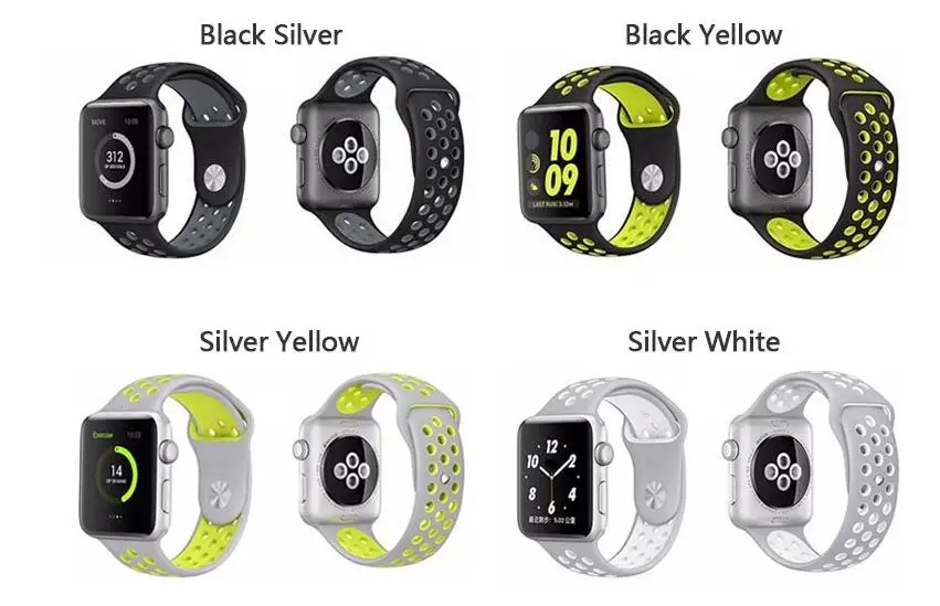 Новейший гибкий дышащий силиконовый ремешок для Apple Watch Sports Series 3 &amp 2 1 42 мм 38