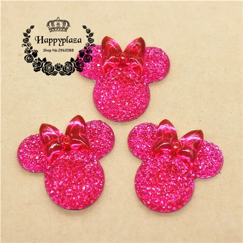 hot pink 20pcs 20 шт каваи блестящие полимерные Стразы Минни с плоским основанием кабошон Сделай Сам декоративное Ремесло Скрапбукинг, 26*27 мм - Цвет: hot pink 20pcs