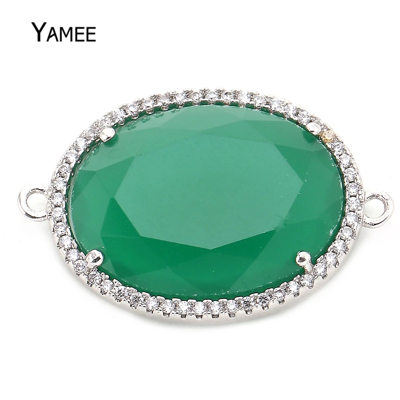 Овальный хрустальный кулон Yamee с поверхностью микро закрепкой кристаллом из