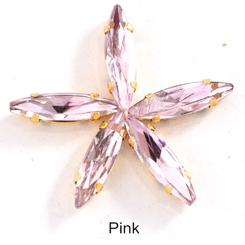 Pink 50 шт 4x15 мм конский глаз Форма пришить стразы с коготь Кристалл Стекло Стразы с золотой коготь для Сделай Сам одежда B1194 - Цвет: Pink