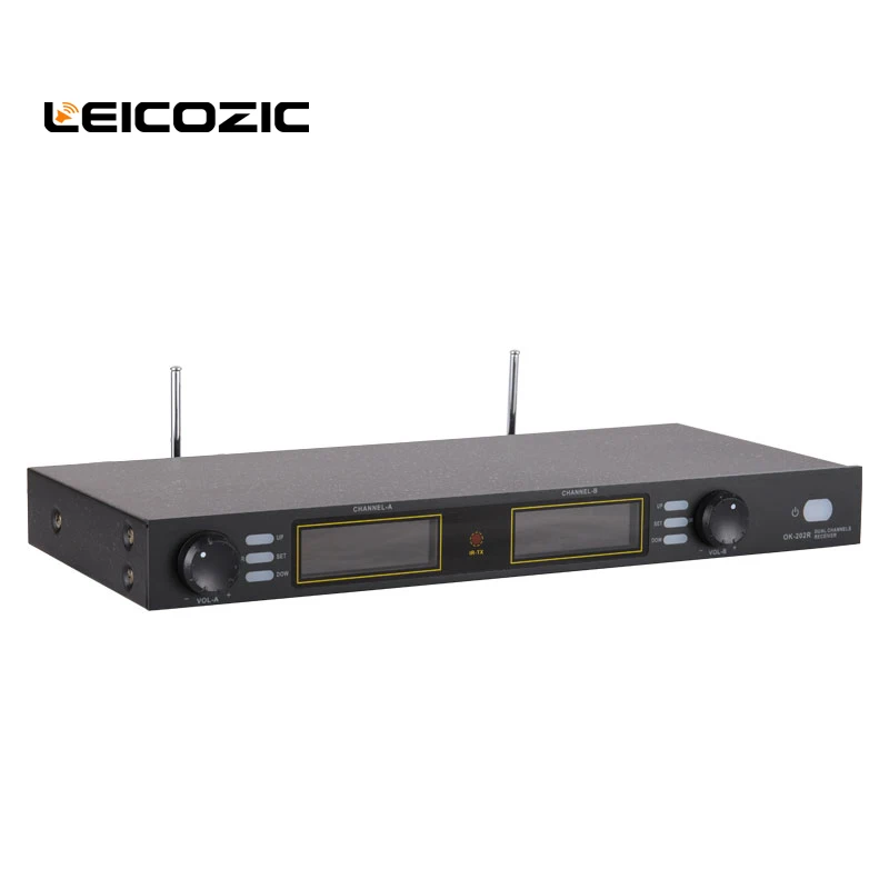 Leicozic Hanheld микрофон Профессиональный 512-537 MHz/633-784 MHz UHF Двухканальный беспроводной