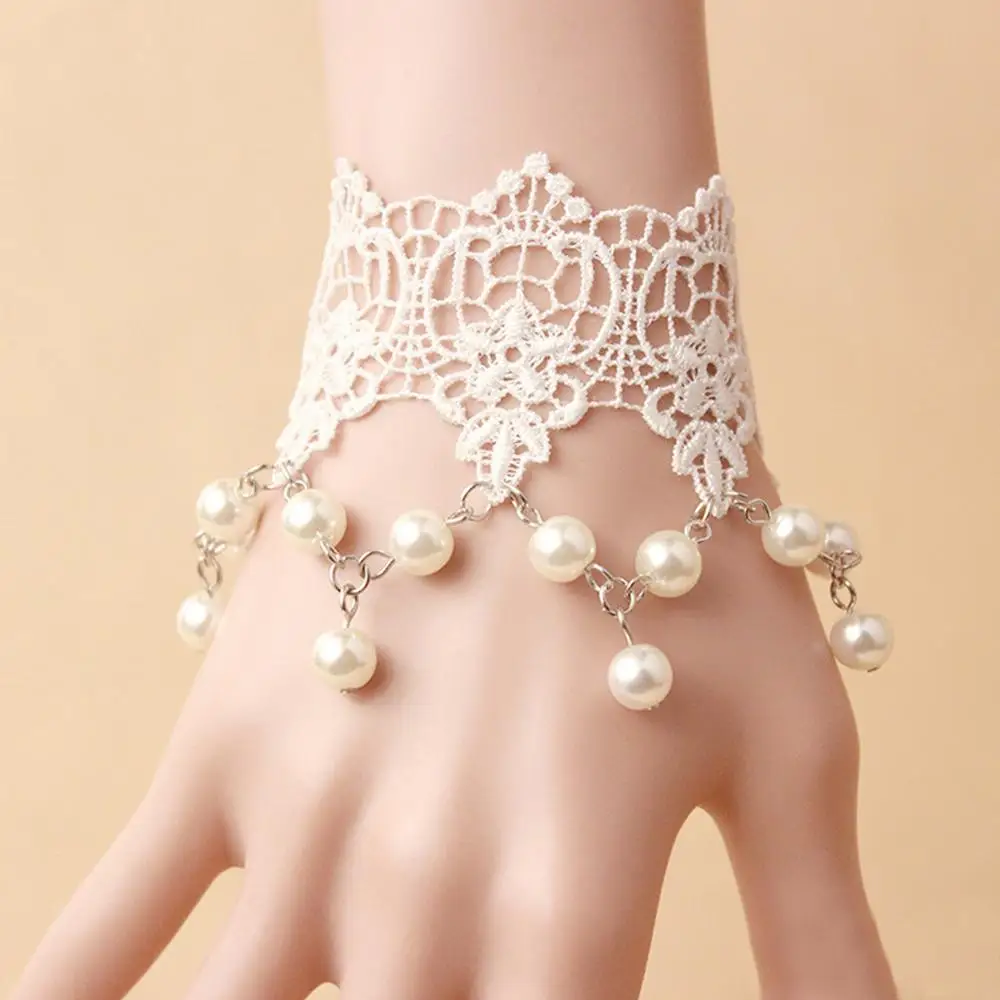 hot sale Women Wedding Lace Bracelet with Pearl Female Bride Retro Bracelet fashion Bridal Gloves