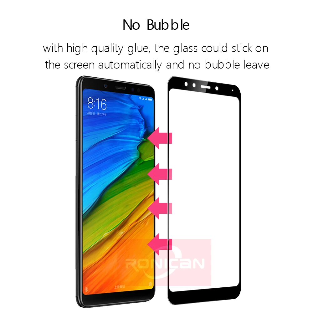 Защитное стекло для Xiaomi Redmi 5 plus защита экрана полное покрытие белый и черный