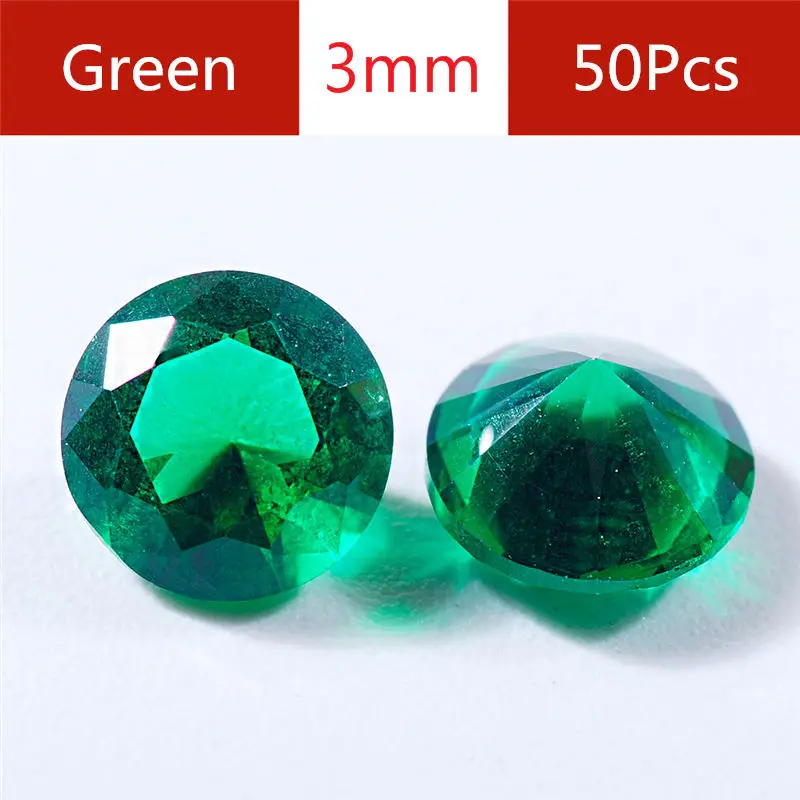 3mm - 50pcs 3 4 5 мм Красочные кубический цирконий 50 шт./лот круглая машинная резка лаборатория Циркония Камень блестящая огранка искусственные камни для ювелирных изделий - Цвет: 3mm - 50pcs