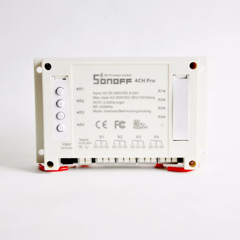 Sonoff 4CH Pro 4 канала WiFi RF Smart ON/OFF Пульт дистанционного управления Inching/Self Locking/Interlock/Timer