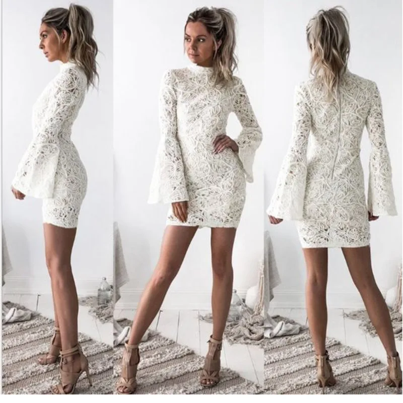Белое Кружевное короткое женское платье в стиле пэчворк vestidos kleider одежда sukienka