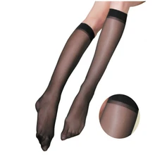 10pieces=5pairs Women Knee Highs Socks Solid Brand Nylon Stockings Ultrathin Transparent Over The Knee Socks Female Stocking